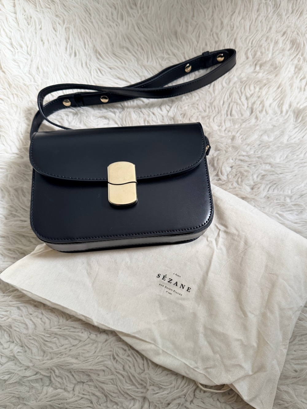 Sezane Mini Milo Classic Bag - Glossy Black